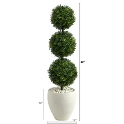 Outdoor Ball Boxwood Topiary In White Planter-Kirkland's Home New