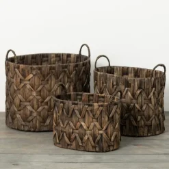 Oval Dark Woven Baskets, Set Of 3-Kirkland's Home Online