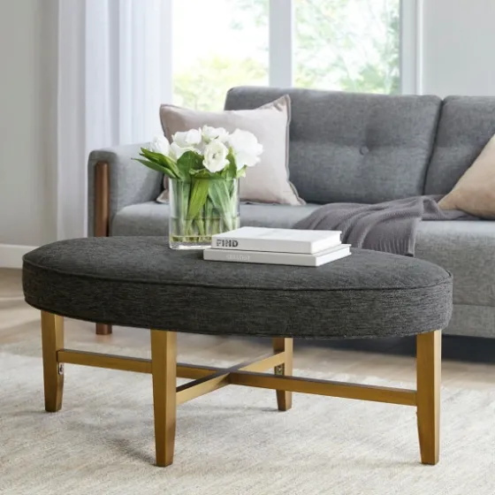 Oval Upholstered Welt Edge Ottoman-Kirkland's Home Hot