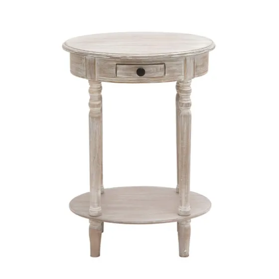 Oval Washed Pine Wood Side Table-Kirkland's Home Cheap