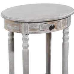 Oval Washed Pine Wood Side Table-Kirkland's Home Cheap