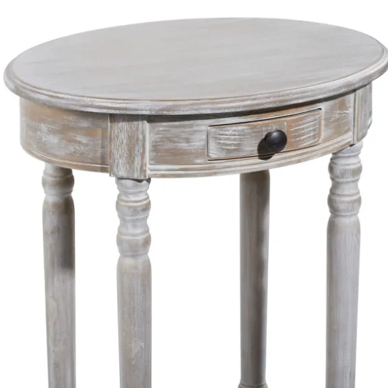 Oval Washed Pine Wood Side Table-Kirkland's Home Cheap