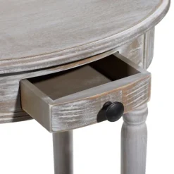 Oval Washed Pine Wood Side Table-Kirkland's Home Cheap