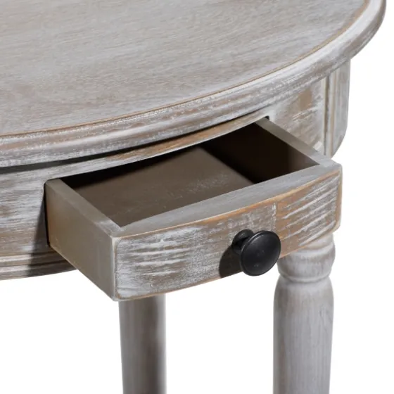 Oval Washed Pine Wood Side Table-Kirkland's Home Cheap