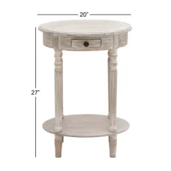 Oval Washed Pine Wood Side Table-Kirkland's Home Cheap