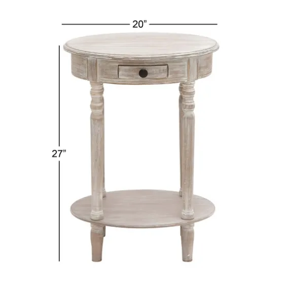 Oval Washed Pine Wood Side Table-Kirkland's Home Cheap