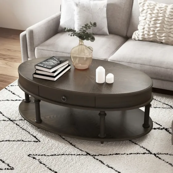 Oval Wood 2-Tier Coffee Table-Kirkland's Home New
