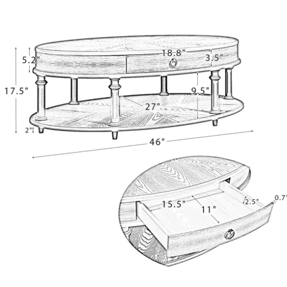 Oval Wood 2-Tier Coffee Table-Kirkland's Home New
