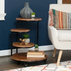 Overlapping Acacia Wood Side Table-Kirkland's Home Shop