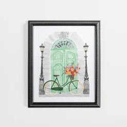 Parisian Mint Door With Bicycle Framed Art Print-Kirkland's Home Cheap
