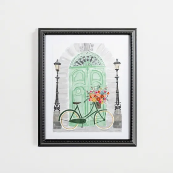 Parisian Mint Door With Bicycle Framed Art Print-Kirkland's Home Cheap