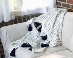 Patterned Handwoven Throw With Tassels-Kirkland's Home Sale