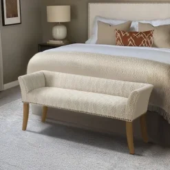 Patterned Short Wingback Upholstered Bench-Kirkland's Home Best Sale