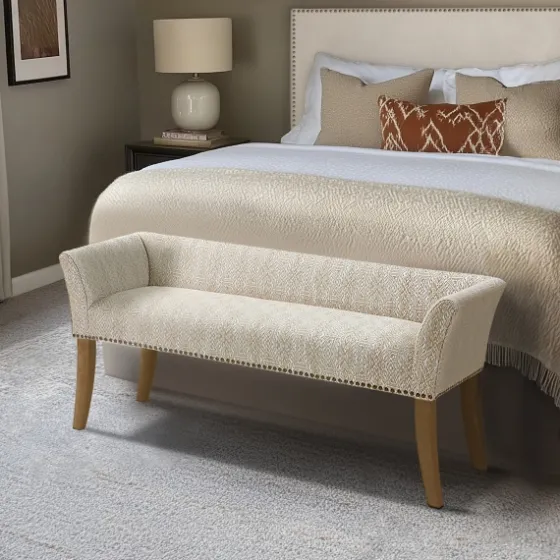 Patterned Short Wingback Upholstered Bench-Kirkland's Home Best Sale