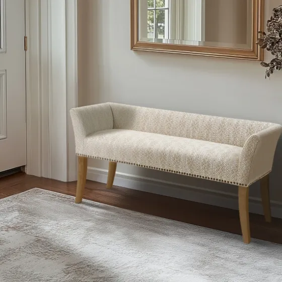 Patterned Short Wingback Upholstered Bench-Kirkland's Home Best Sale