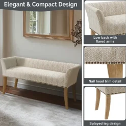Patterned Short Wingback Upholstered Bench-Kirkland's Home Best Sale