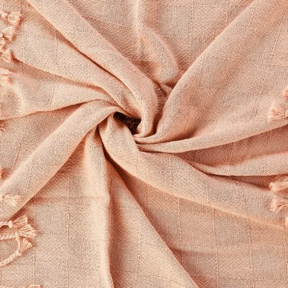 Peach Checkered Weave Fringe Throw-Kirkland's Home Hot