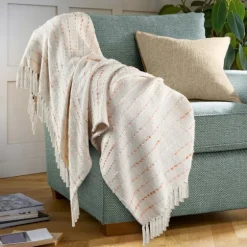 Peach Shimmer Stripe Woven Throw-Kirkland's Home Flash Sale