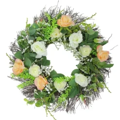 Peachy Roses And Baby'S Breath Wreath-Kirkland's Home Shop