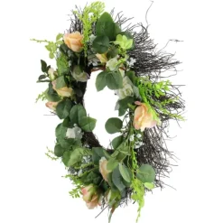 Peachy Roses And Baby'S Breath Wreath-Kirkland's Home Shop