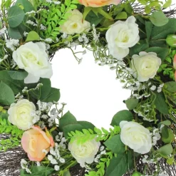 Peachy Roses And Baby'S Breath Wreath-Kirkland's Home Shop