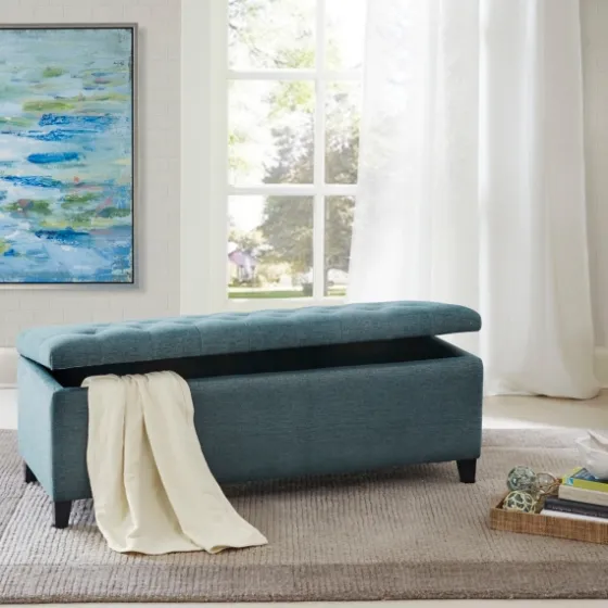 Peacock Button Tufted Storage Bench-Kirkland's Home Discount