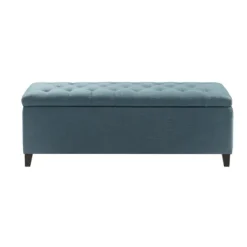 Peacock Button Tufted Storage Bench-Kirkland's Home Discount