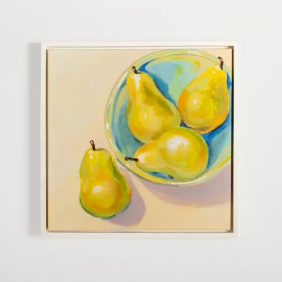 Pears In A Turquoise Bowl Framed Canvas Art Print-Kirkland's Home Clearance