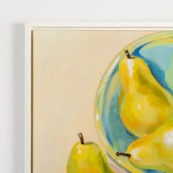 Pears In A Turquoise Bowl Framed Canvas Art Print-Kirkland's Home Clearance