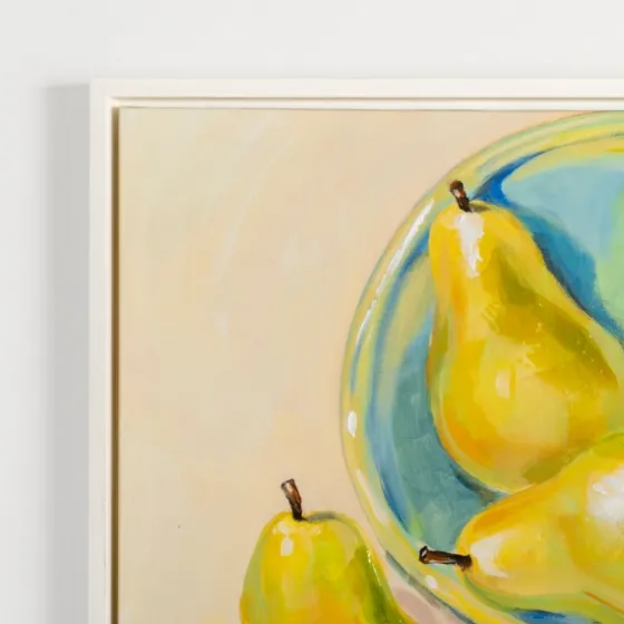 Pears In A Turquoise Bowl Framed Canvas Art Print-Kirkland's Home Clearance