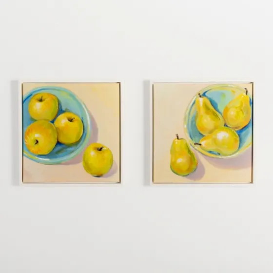 Pears In A Turquoise Bowl Framed Canvas Art Print-Kirkland's Home Clearance