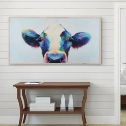 Peek A Moo Natural Wood Framed Art Print-Kirkland's Home Shop