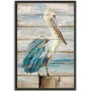 Pelican On Faux Shiplap Framed Art Print-Kirkland's Home Clearance