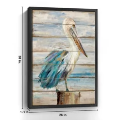 Pelican On Faux Shiplap Framed Art Print-Kirkland's Home Clearance