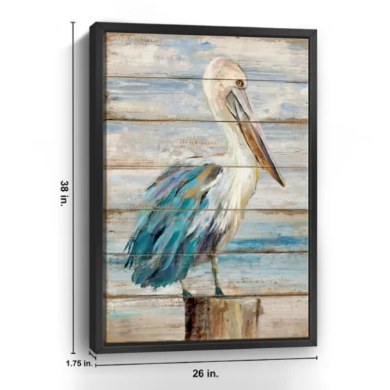 Pelican On Faux Shiplap Framed Art Print-Kirkland's Home Clearance