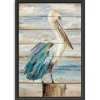 Pelican Shiplap Framed Canvas Art Print, 32X48 In.-Kirkland's Home Best Sale