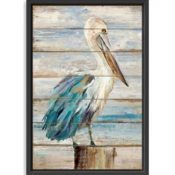 Pelican Shiplap Framed Canvas Art Print, 32X48 In.-Kirkland's Home Best Sale