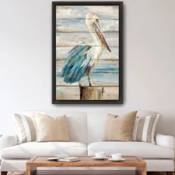 Pelican Shiplap Framed Canvas Art Print, 32X48 In.-Kirkland's Home Best Sale