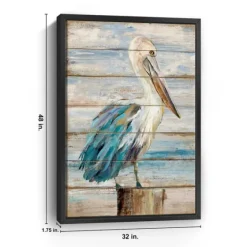 Pelican Shiplap Framed Canvas Art Print, 32X48 In.-Kirkland's Home Best Sale