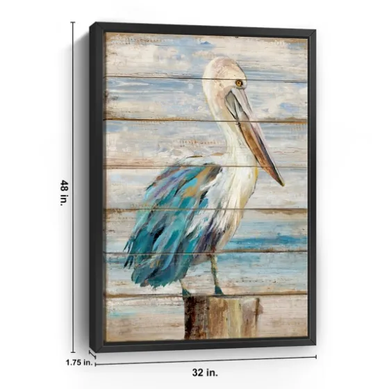 Pelican Shiplap Framed Canvas Art Print, 32X48 In.-Kirkland's Home Best Sale