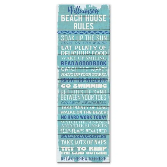 Personalized Beach House Rules Canvas Wall Plaque-Kirkland's Home Outlet