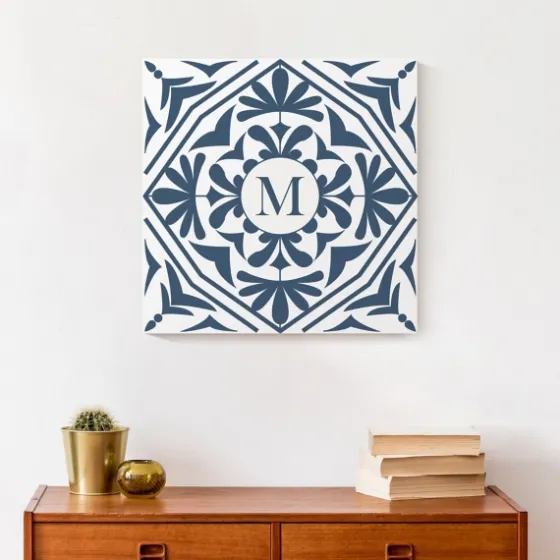 Personalized Blue Tile Monogram Wall Plaque-Kirkland's Home Fashion