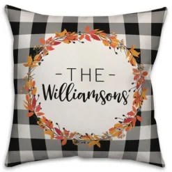 Personalized Buffalo Check Harvest Wreath Pillow-Kirkland's Home Online