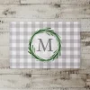 Personalized Gray Buffalo Check Wreath Kitchen Mat-Kirkland's Home New