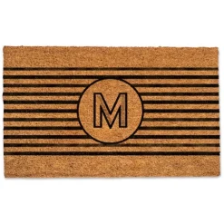 Personalized Monogram Black Stripes Doormat-Kirkland's Home Outlet