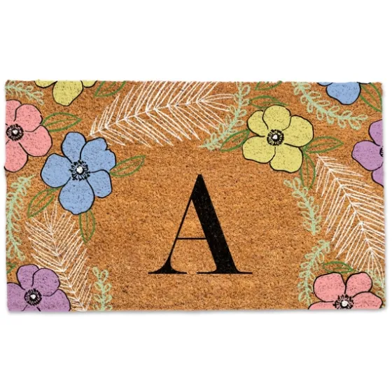 Personalized Monogram Spring Flowers Coir Doormat-Kirkland's Home Cheap