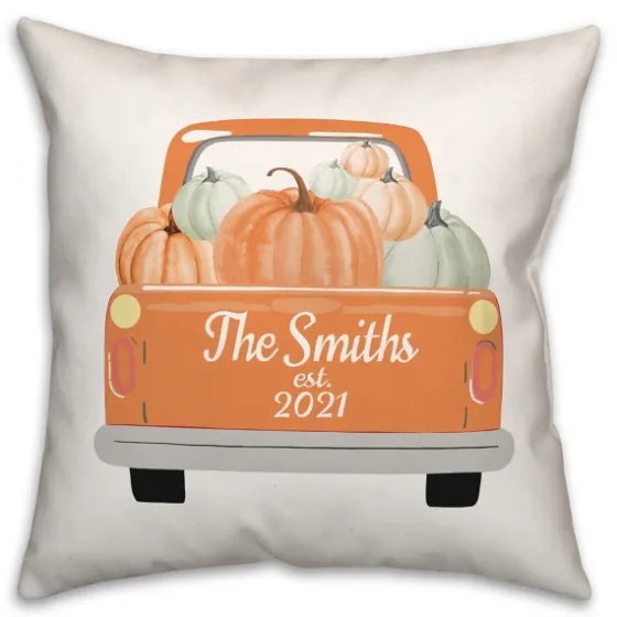 Personalized Orange Pumpkin Truck Pillow-Kirkland's Home Clearance