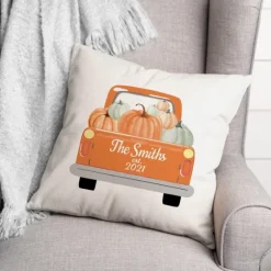Personalized Orange Pumpkin Truck Pillow-Kirkland's Home Clearance