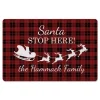 Personalized Plaid Santa Stop Here Kitchen Mat-Kirkland's Home Online