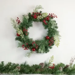 Pine And Berry Christmas Wreath, 24 In.-Kirkland's Home Fashion